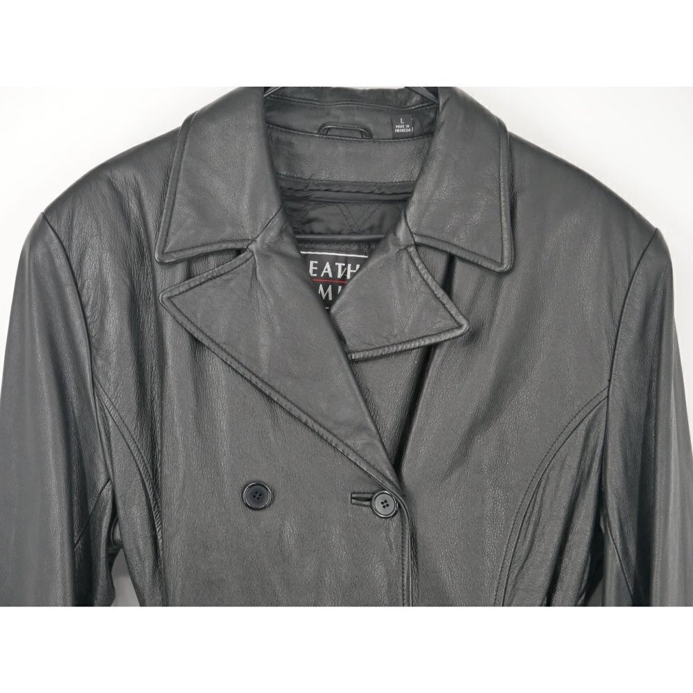 NEW Vintage‎ Leather Limited Tie Waist Jacket Black L - Picture 2 of 6